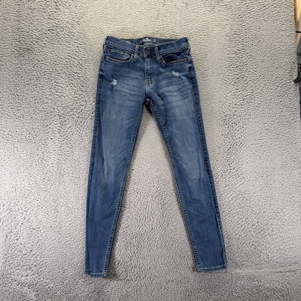 Hollister Jeans Mens 28x30 Blue Cotton Denim Skinny Faded Distressed Stretch